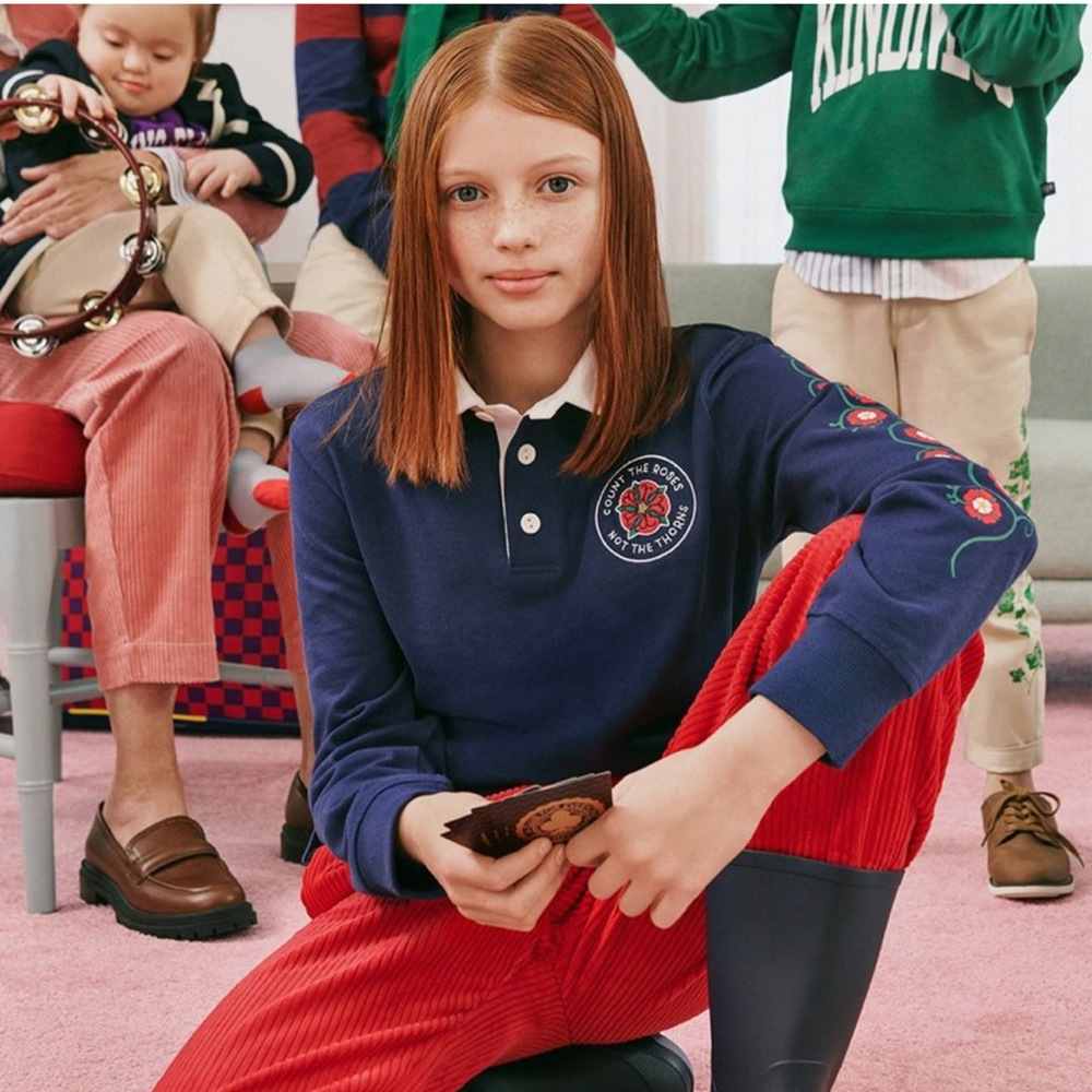 Kids’ collared long-sleeve rugby shirt